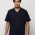 Showoff men's short sleeves vertical stripes navy blue shirt