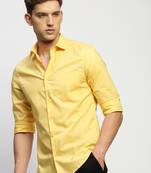 men's long sleeves solid yellow shirt