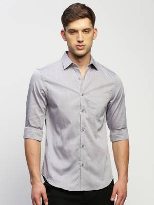 Showoff men's long sleeves solid grey shirt 2