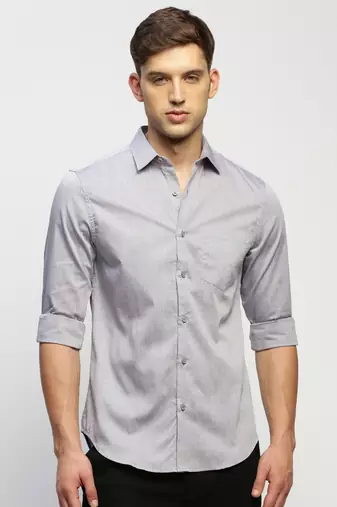 Showoff men's long sleeves solid grey shirt