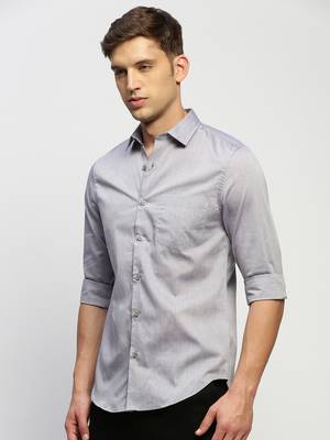 Showoff men's long sleeves solid grey shirt 3