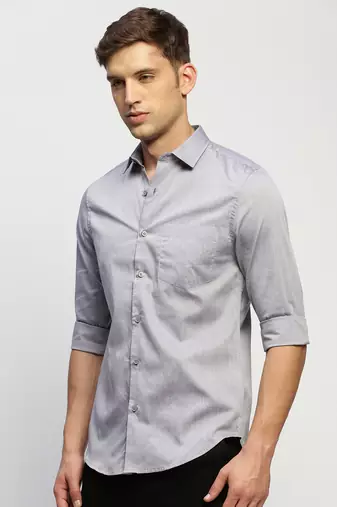 Showoff men's long sleeves solid grey shirt