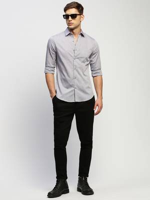 Showoff men's long sleeves solid grey shirt 5