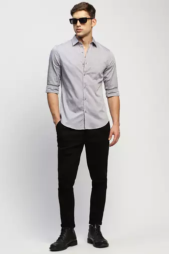 Showoff men's long sleeves solid grey shirt