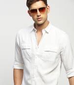 men's long sleeves solid white shirt