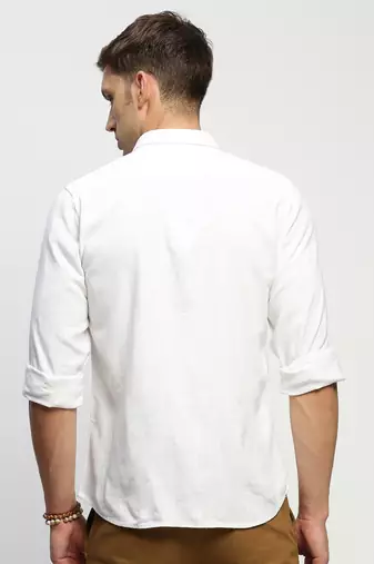 men's long sleeves solid white shirt