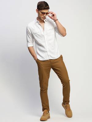 men's long sleeves solid white shirt 5