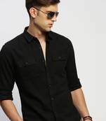 men's long sleeves solid black shirt