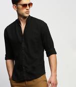 men's long sleeves solid black shirt