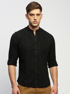 men's long sleeves solid black shirt 2