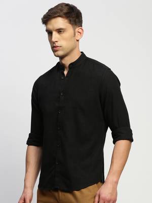 men's long sleeves solid black shirt 3