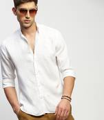 Showoff men's long sleeves solid white shirt