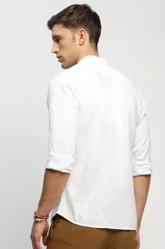 Showoff men's long sleeves solid white shirt
