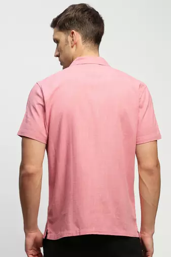 men's short sleeves solid rose shirt