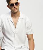 men's short sleeves solid white shirt