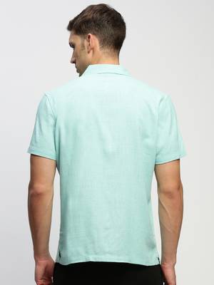 men's short sleeves solid sea green shirt 4