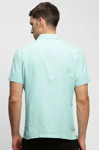 men's short sleeves solid sea green shirt