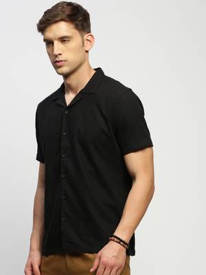 men's short sleeves solid black shirt 3