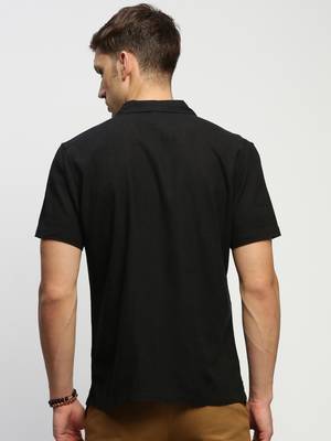 men's short sleeves solid black shirt 4
