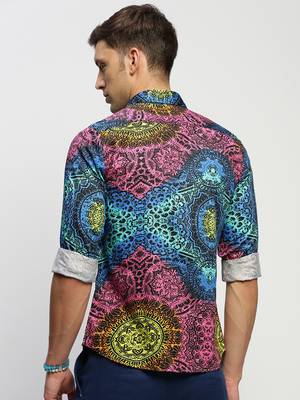Showoff men's long sleeves ethnic motifs black shirt 4
