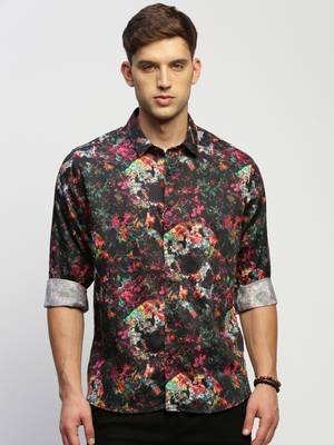 Showoff men's long sleeves abstract black shirt 2