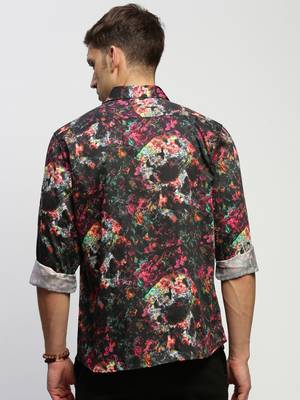 Showoff men's long sleeves abstract black shirt 4