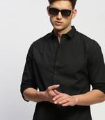 men's long sleeves horizontal stripes charcoal shirt