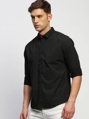 men's long sleeves horizontal stripes charcoal shirt 3