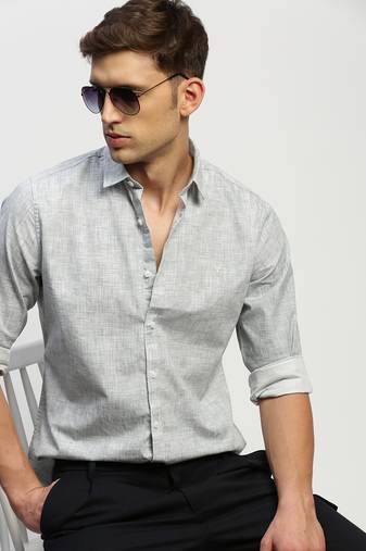 men's long sleeves abstract grey shirt