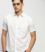 men's short sleeves solid white shirt