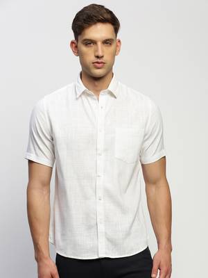 men's short sleeves solid white shirt 2