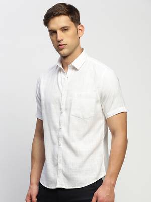 men's short sleeves solid white shirt 3