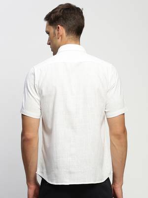 men's short sleeves solid white shirt 4