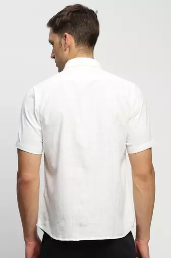 men's short sleeves solid white shirt