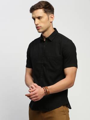 men's short sleeves solid black shirt 3