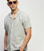 men's short sleeves solid grey shirt