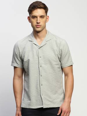 men's short sleeves solid grey shirt 2