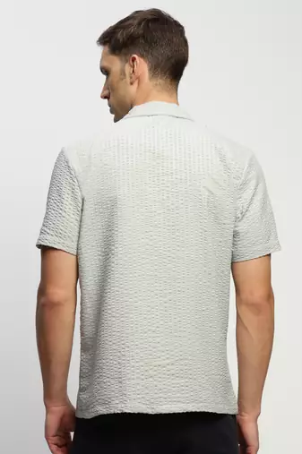 men's short sleeves solid grey shirt