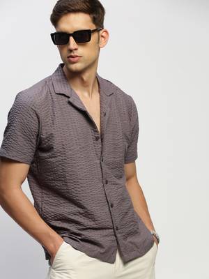 Showoff men's short sleeves solid grey shirt 1