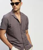 Showoff men's short sleeves solid grey shirt