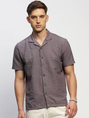 Showoff men's short sleeves solid grey shirt 2