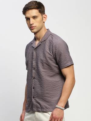 Showoff men's short sleeves solid grey shirt 3
