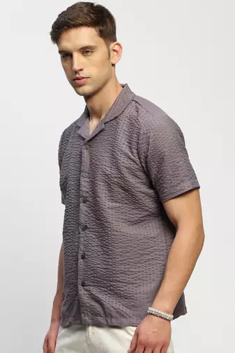 Showoff men's short sleeves solid grey shirt