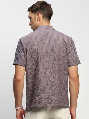 Showoff men's short sleeves solid grey shirt 4