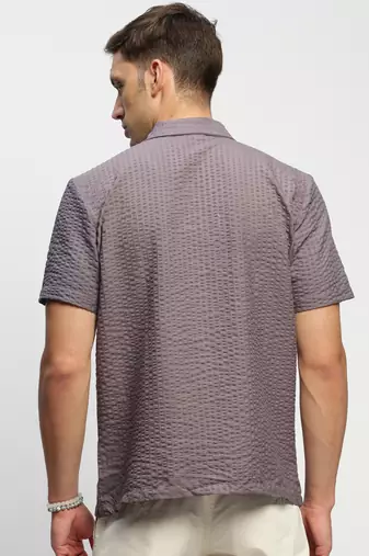 Showoff men's short sleeves solid grey shirt