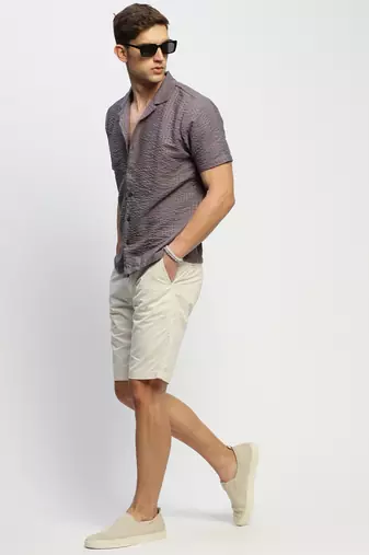 Showoff men's short sleeves solid grey shirt