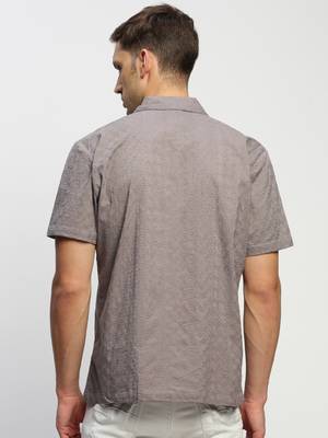 men's short sleeves ethnic motifs grey shirt 4