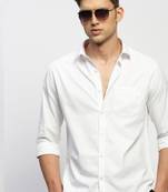 men's long sleeves solid white shirt