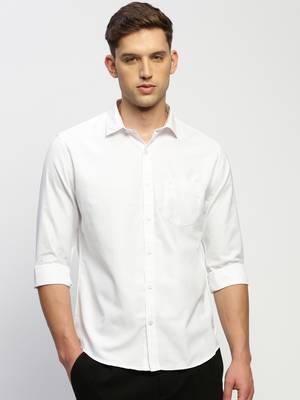 men's long sleeves solid white shirt 2