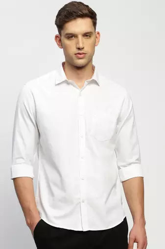 men's long sleeves solid white shirt